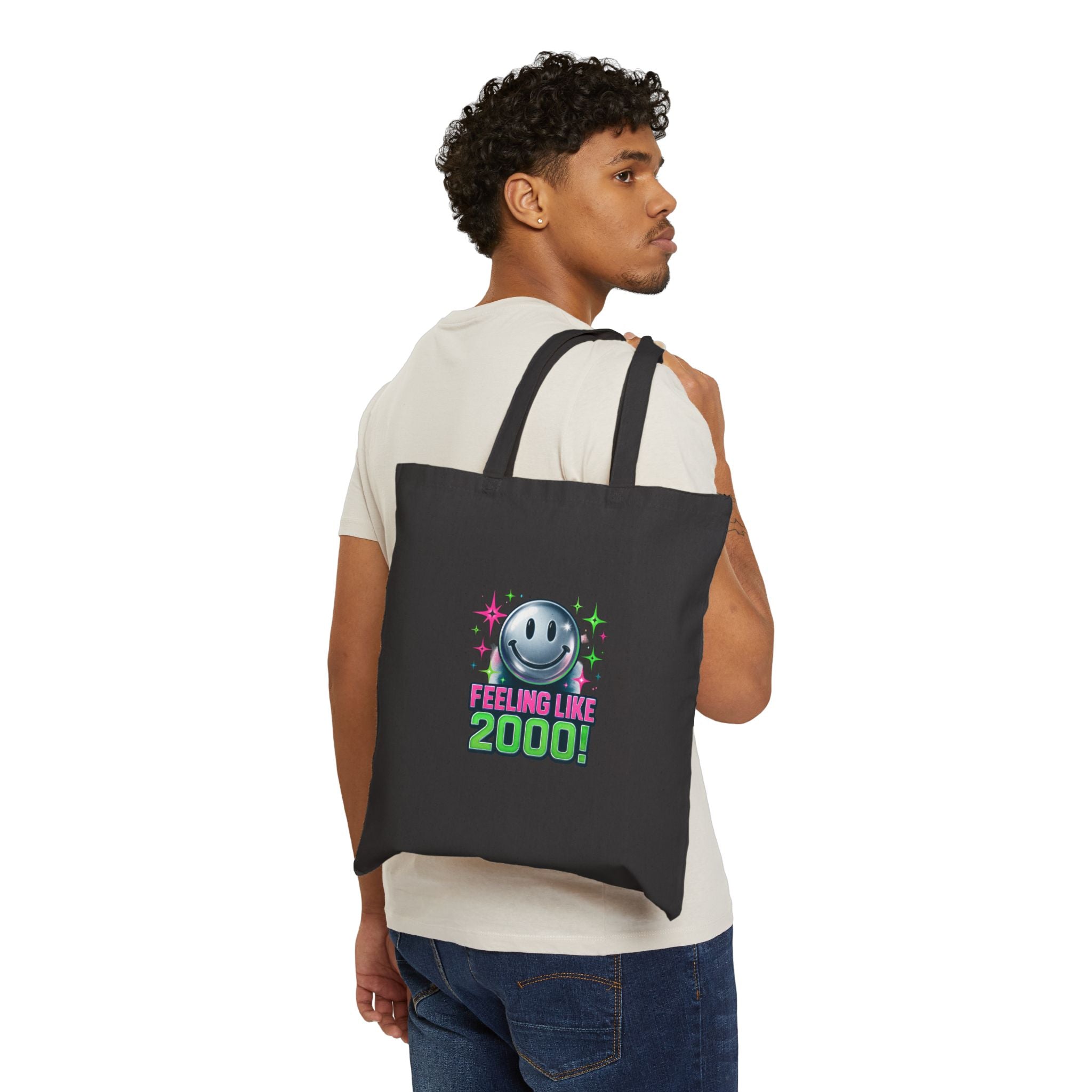 Feeling Like 2000! Retro Smiley Canvas Tote Bag
