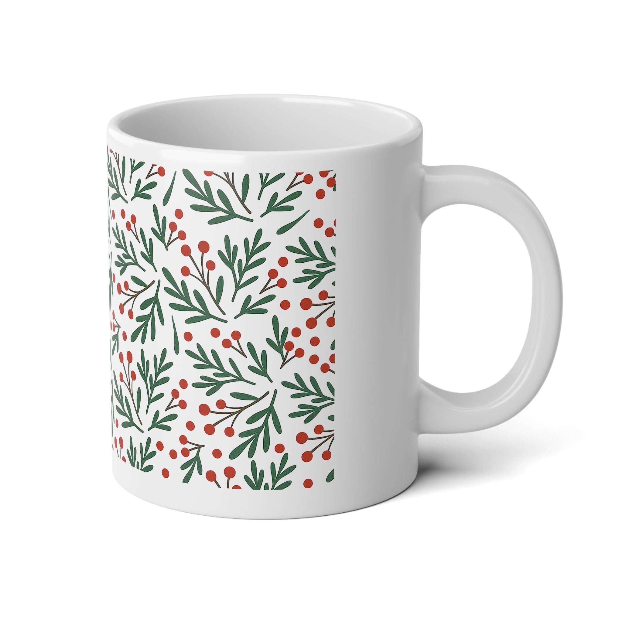 Holly Berry Pattern Mug | 20oz Jumbo Coffee Mug