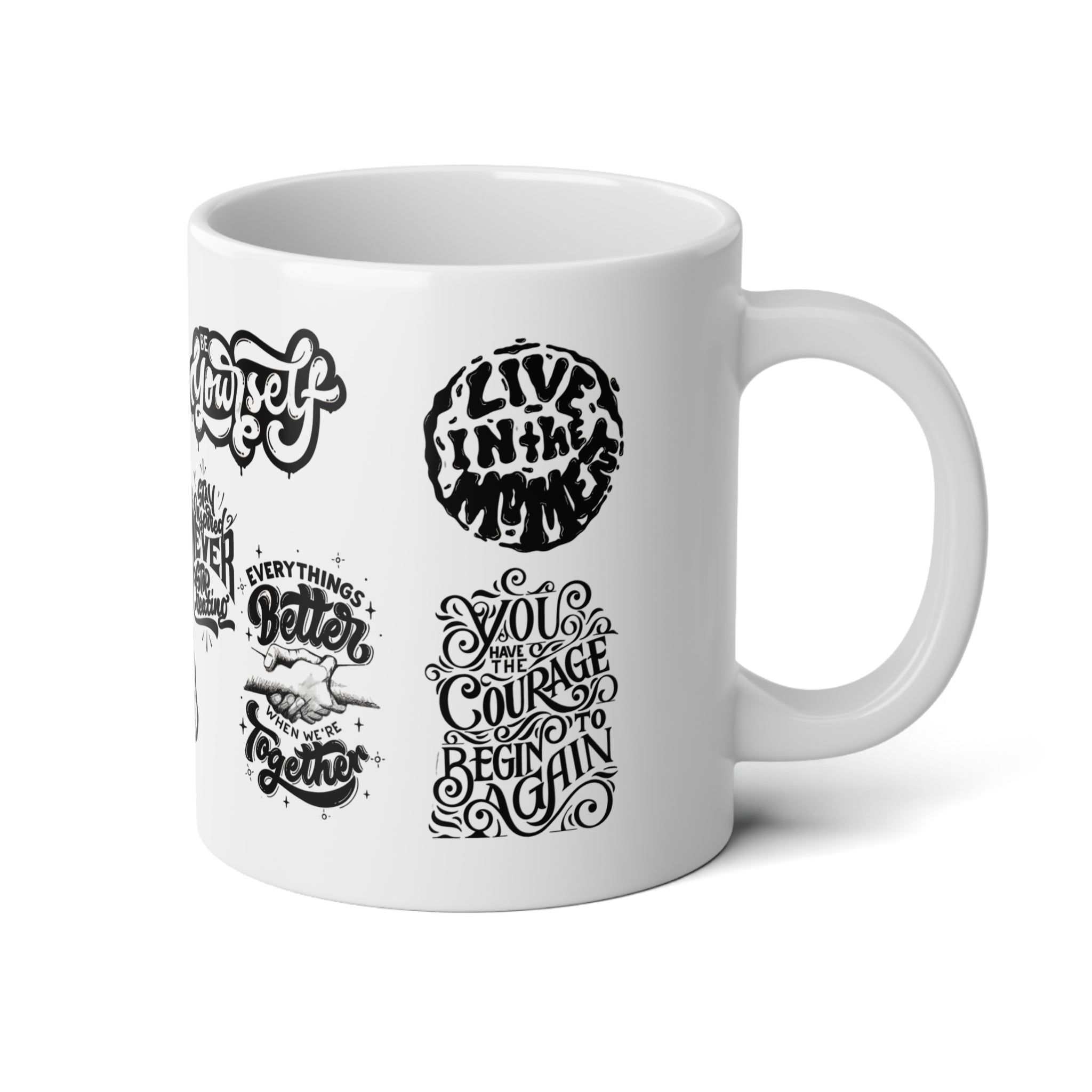 20oz Inspirational Jumbo Mug — Motivational Quote Coffee Cup (‘Your Feelings Are Valid', 'Live Your Purpose')
