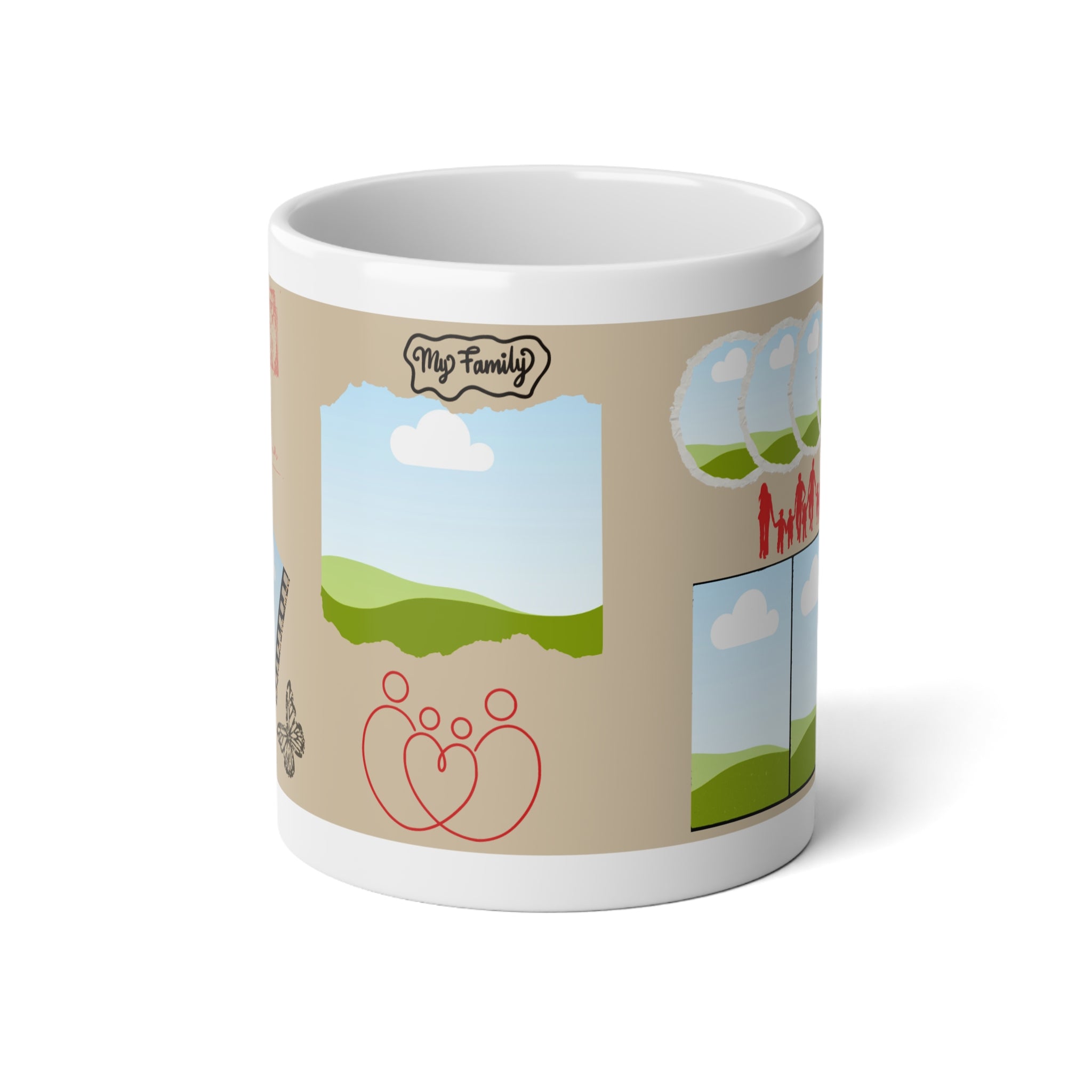 Family Photo Collage Mug | 20oz Jumbo Ceramic Coffee Cup