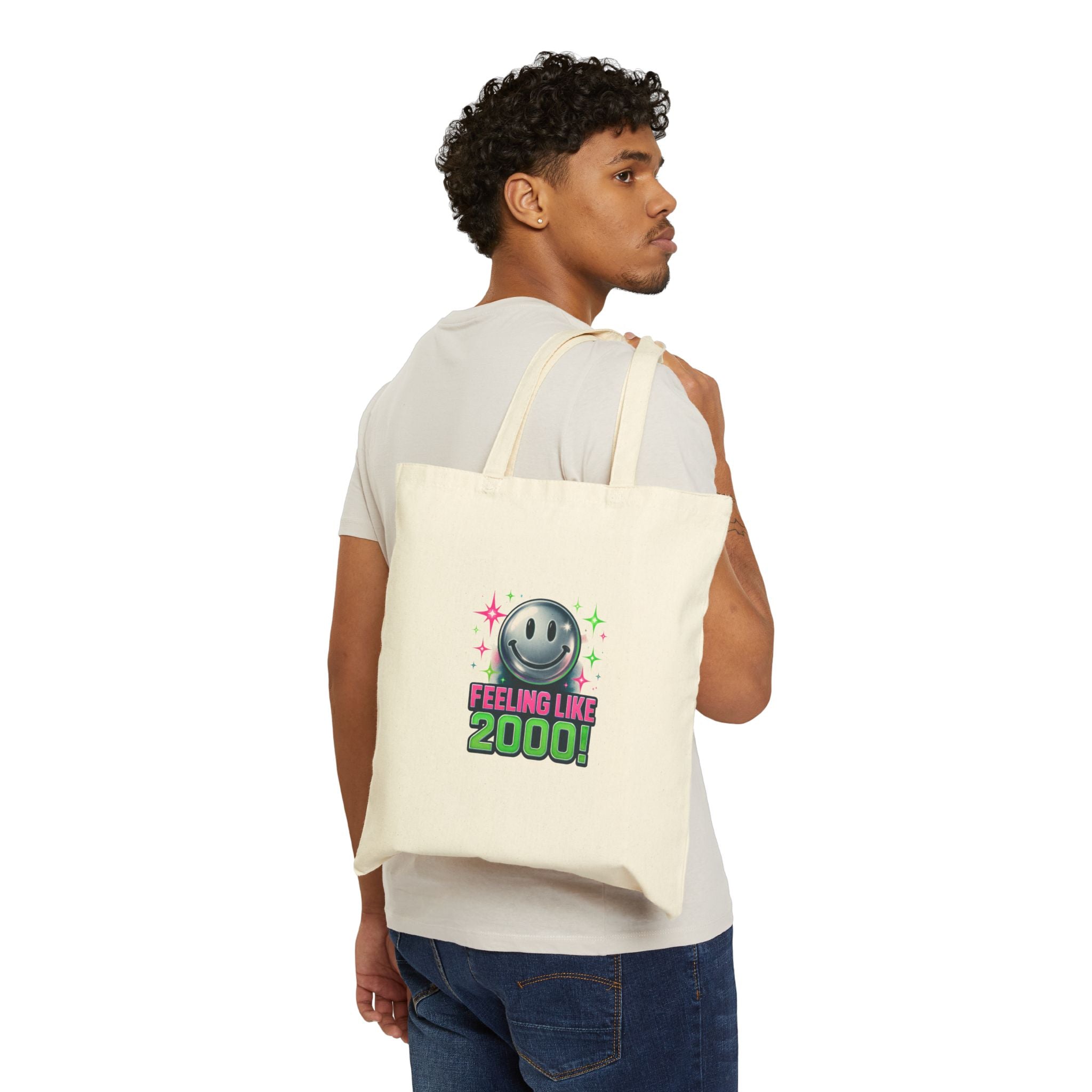Feeling Like 2000! Retro Smiley Canvas Tote Bag