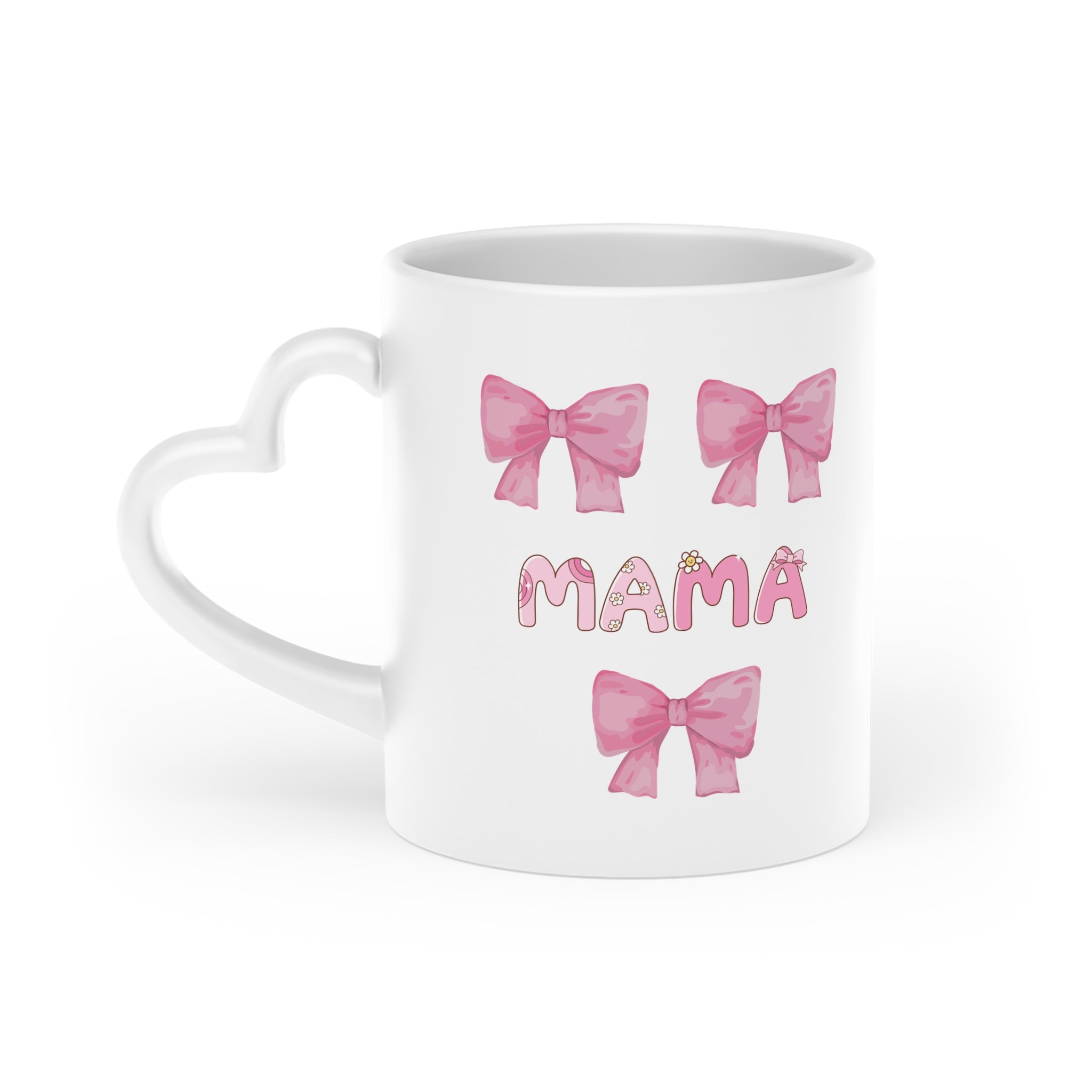 Mama Heart Mug — Pink Bow Ceramic Coffee Cup (Mother’s Day Gift)